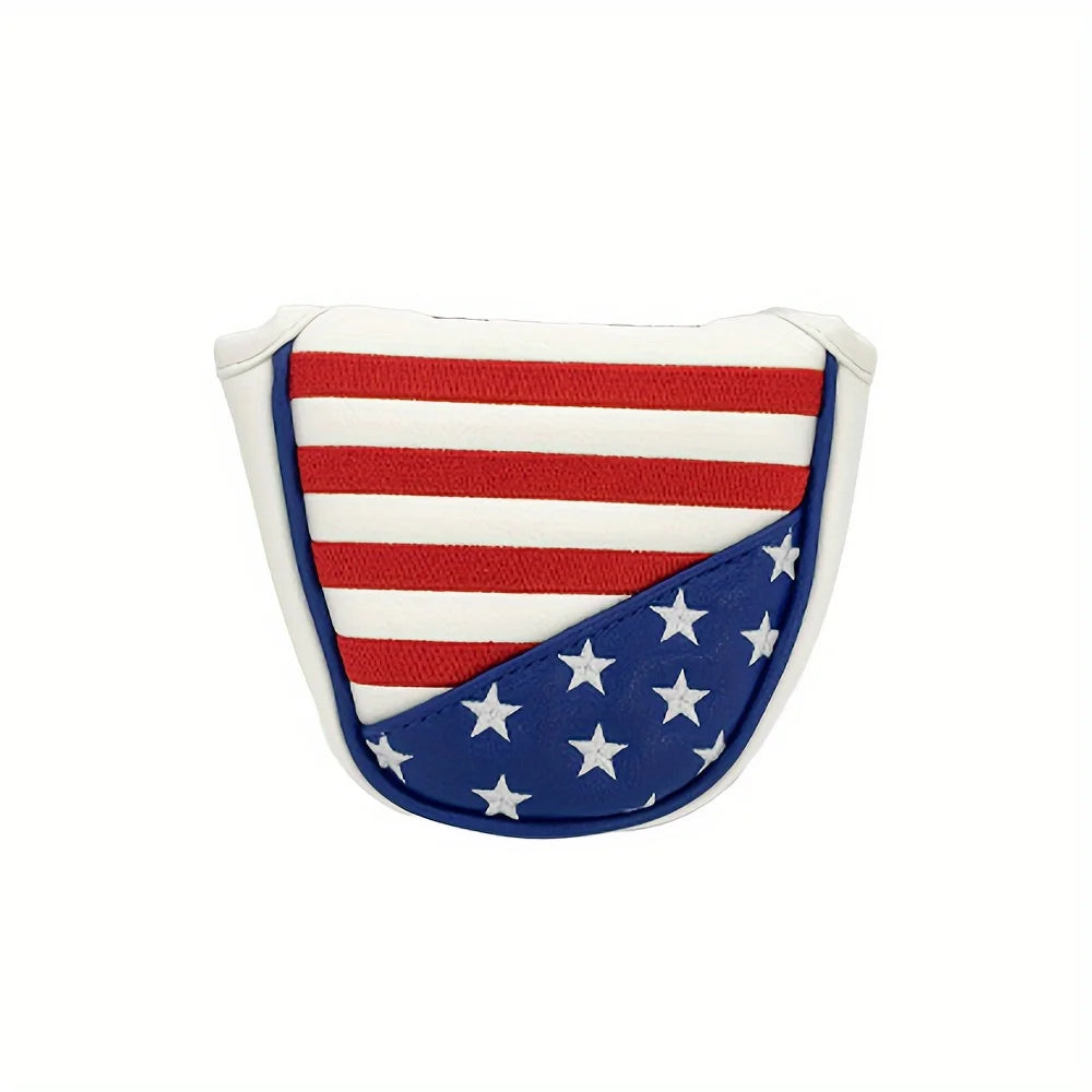 Patriotic Golf Club Head Cover Set - Protect Your Clubs With Durable PU Leather And Vibrant American Flag Design - Putter Sem