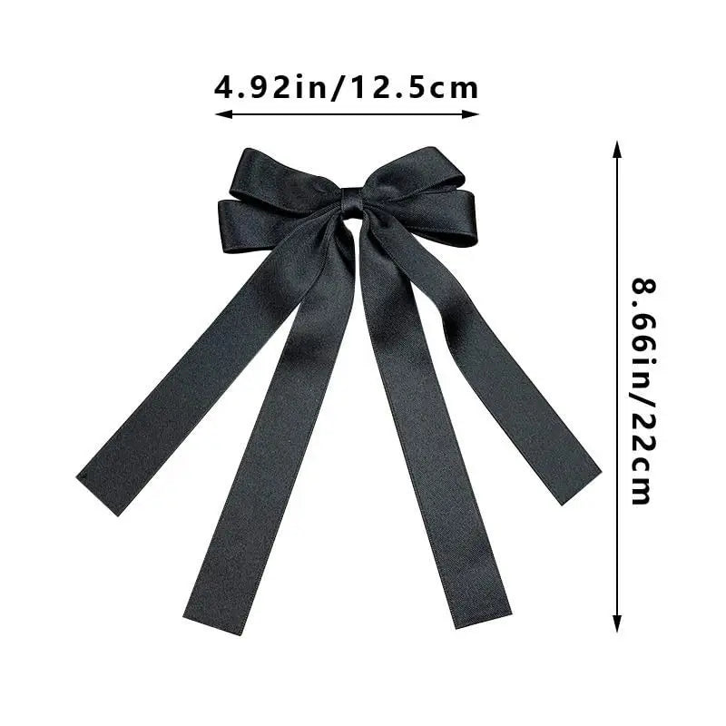 Women Elegant Bow Ribbon Hair Clip Fashion Solid Satin Spring Clip Simple Bowknot Hairpins Barrettes Hair Accessories for Gir