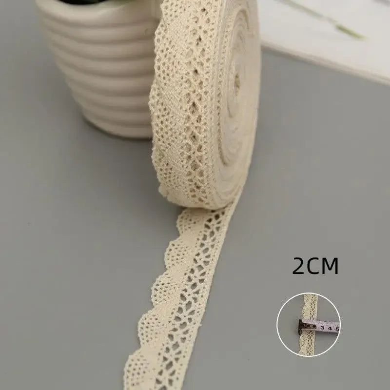 5Yards Cotton Lace Trim Ribbon Beige Sewing Trim Lace Ribbon Crochet Lace Fabric DIY Wedding Party Craft Gift Decor - 03