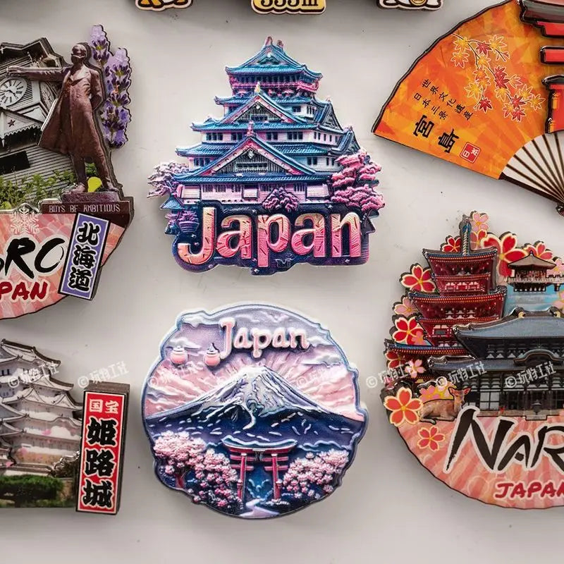 Japanese Travel Souvenir Fridge Magnet City Tourist Attraction Home Decor Basswood Resin Stickers Creative Gifts from Japan