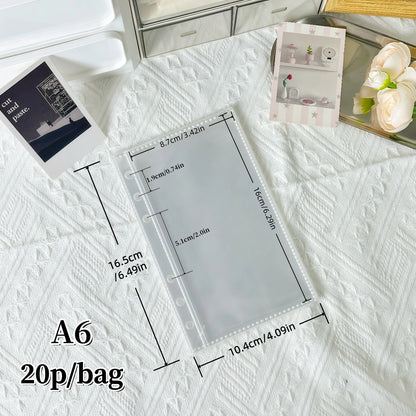 10/20/30/50P/Bag M5/A6/A7 Transparent Loose-Leaf Pages, Plastic Protective Covers, Portable Sticker Books, Loose-Leaf Binders