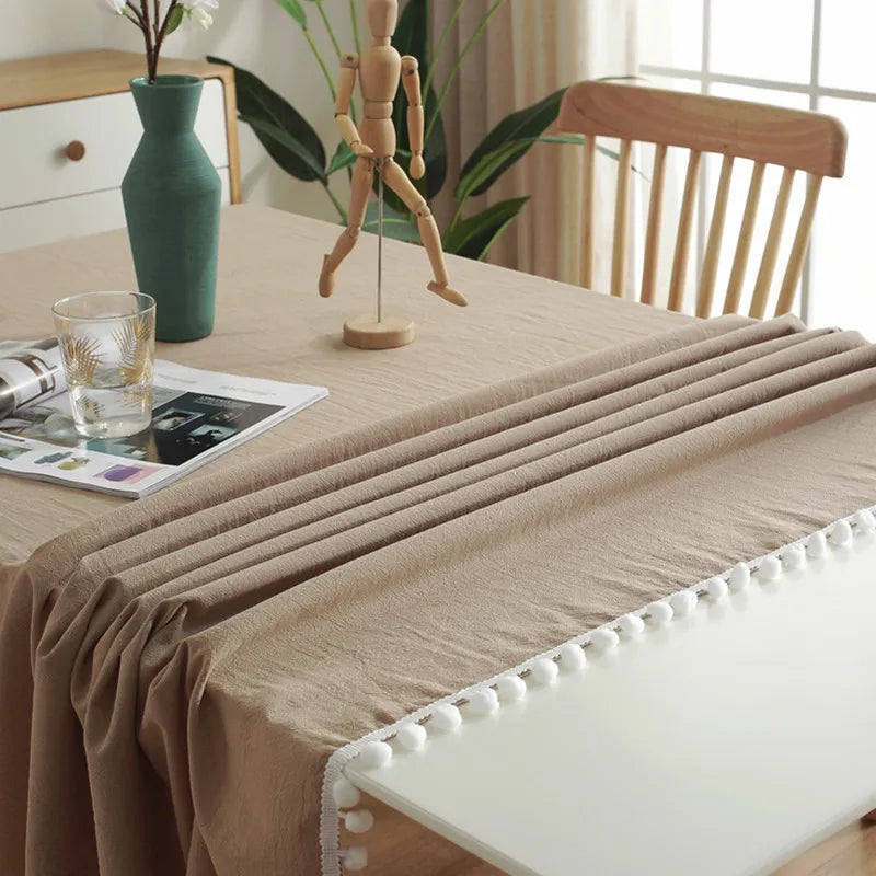 Cotton Fabric Tablecloth Tassels Stitching Washable Table Cloth for Wedding Party Dining Banquet Decoratio Christmas Table Co