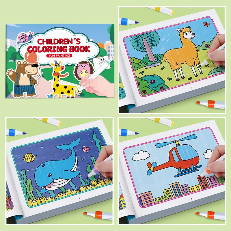 Children's Coloring Book, Graffiti Coloring Book, Cartoon Animal Drawing Book, Fun Coloring Book, Suitable for Children Aged 