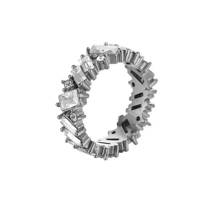 Stainless Steel Ring for Women Inlaid Zircon Rings Waterproof Romantic Fashion Jewelry - A109 Silver / 7