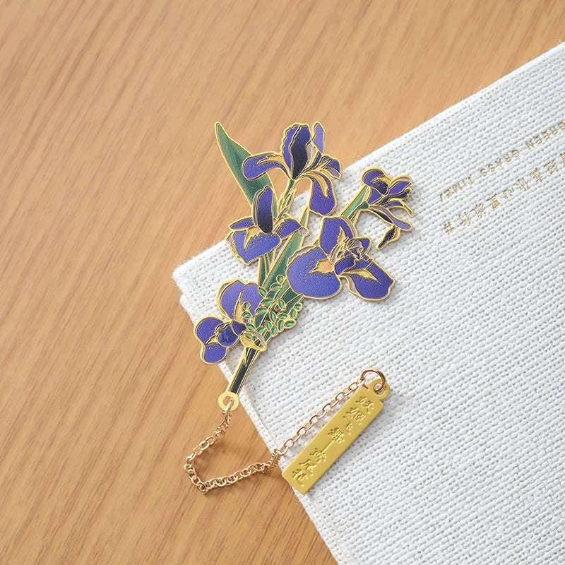 Gift Chinese Design Flowers Brass with Tassel Pendant Vintage Book Clips Office Fine Creative School Stationery Bookmarks