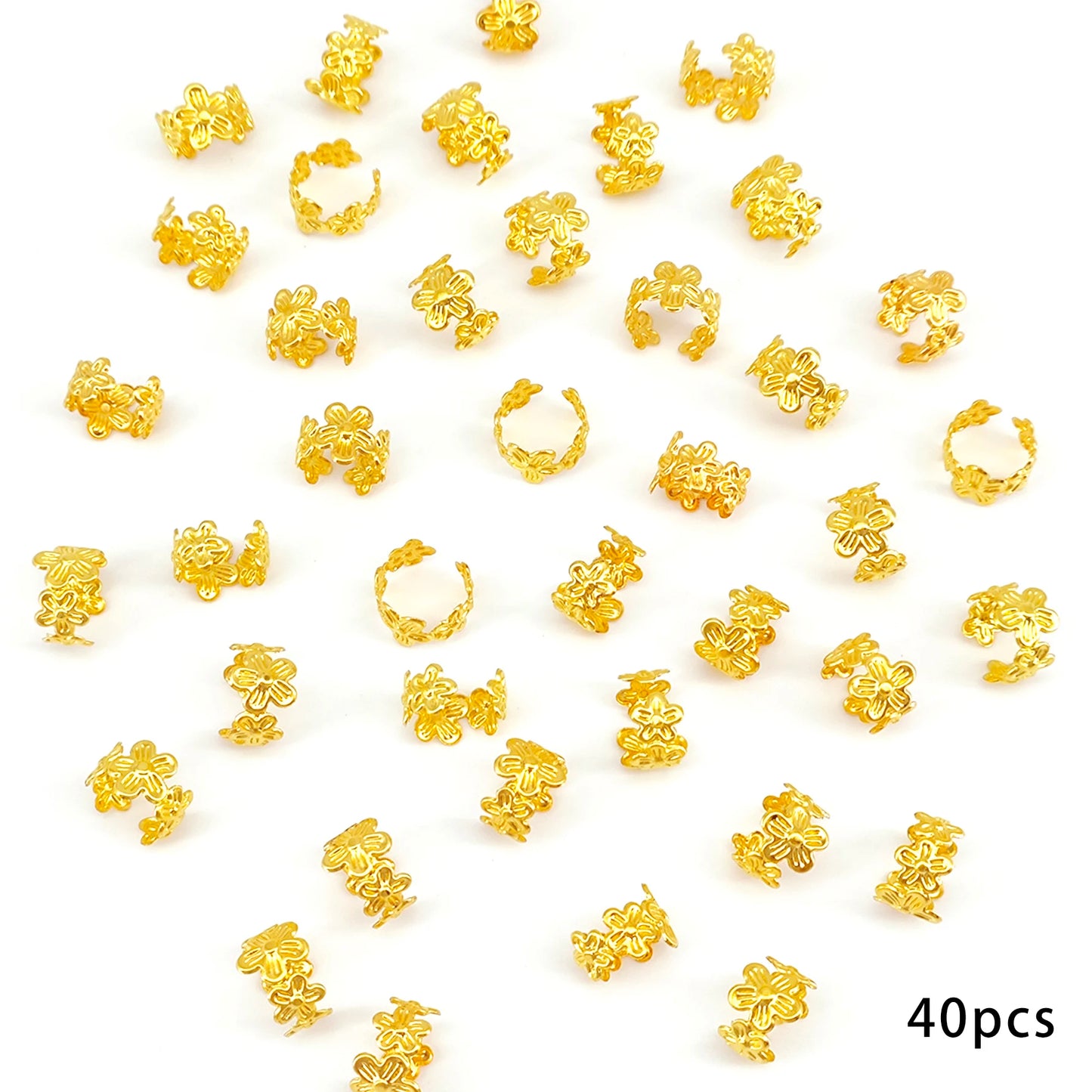 40Pcs Vine Leaf Shaped Alloy Hair Braid Ring Vintage Hair Pin For Dreadlock Women Girls summer Hair Accessories Loc Hair Jewe