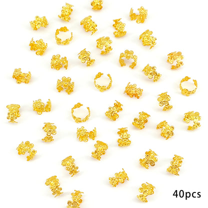 40Pcs Vine Leaf Shaped Alloy Hair Braid Ring Vintage Hair Pin For Dreadlock Women Girls summer Hair Accessories Loc Hair Jewe