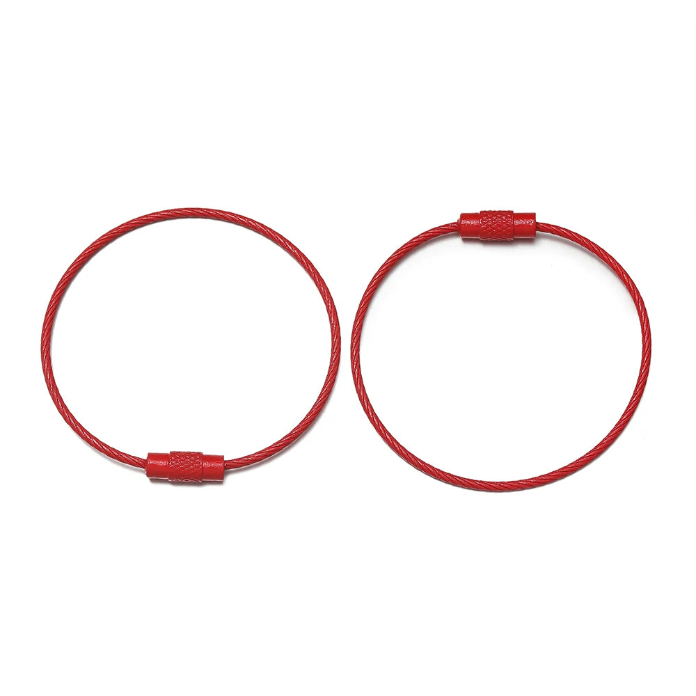 10pcs/lot 50mm Iron Key Ring Colorful Keychain Rings Screw Lock for Jewelry Making Keychain DIY Findings - Red