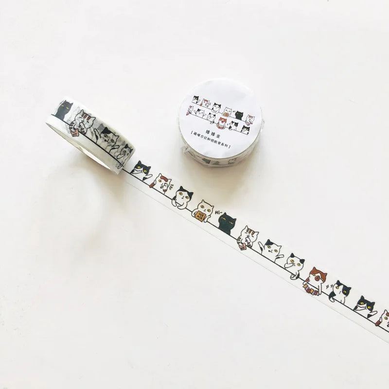 Washi Tapes Cartoon Cat Masking Tape Washi Stickers Scrapbooking Adhesive DIY Decorative Stationery School Supplies - A