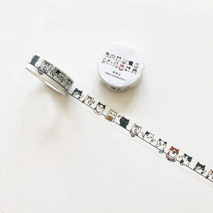 Washi Tapes Cartoon Cat Masking Tape Washi Stickers Scrapbooking Adhesive DIY Decorative Stationery School Supplies - A