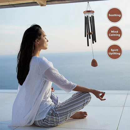 Classic 26 Inch Aluminum Pipe Wind Chimes With Wooden Hanging Tag Farmhouses Terraces Gardens Balcony Corridor Decoration