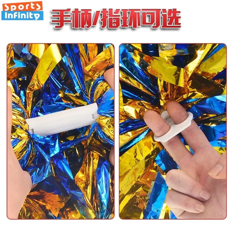 1pc Cheerleading Pom Poms with Handle Cheer Balls Big Gold Silver Red Yellow Blue Hand Dance Pompoms Accessories for Women Ki