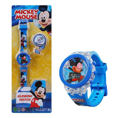 Flash Light Frozen Mickey Kids Watches For Girls Cartoon Snow White Car Children Watch Boys School Student Digitel Clock Gift