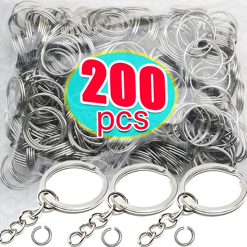 Silver Plated Metal Blank Keyring Keychain Split Ring Keyfob Key Holder Rings Women Men DIY Key Chains Key Ring Accessories