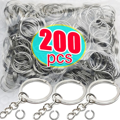Silver Plated Metal Blank Keyring Keychain Split Ring Keyfob Key Holder Rings Women Men DIY Key Chains Key Ring Accessories