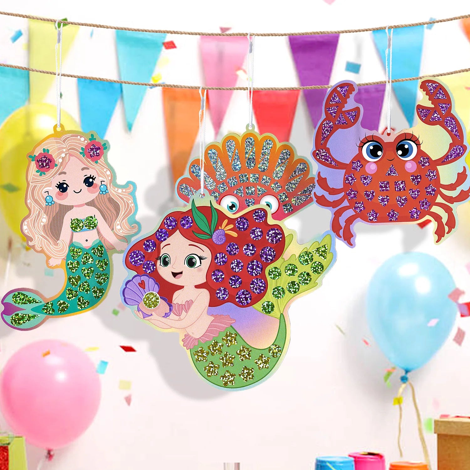 Holographic Mosaic Princess Mermaid Art Set DIY Craft Kit Foil Stickers For Birthday Gift For Travel Gift DIY Decor