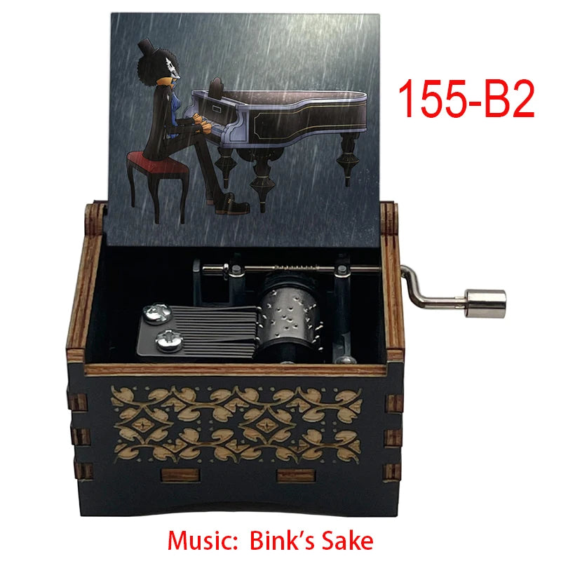 Bink's Wooden Painted Music Box Anime Carved Musical Box Desktop Decoration Sake Melody Christmas Birthday Gift - 155-B2-hand