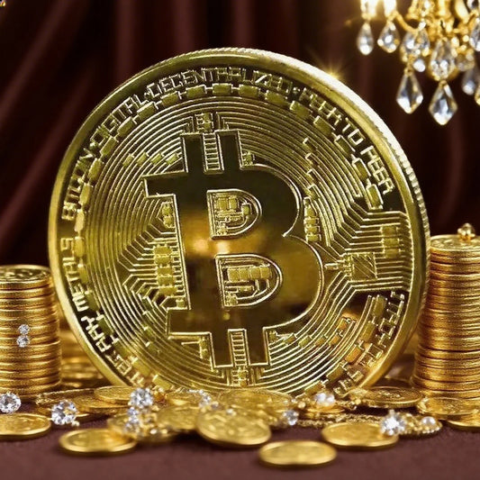 Gold Plated Bitcoin Collectible Coin, Physical BTC Casascius Metal Commemorative Art Gift, Antique Imitation Bit Crypto Curre