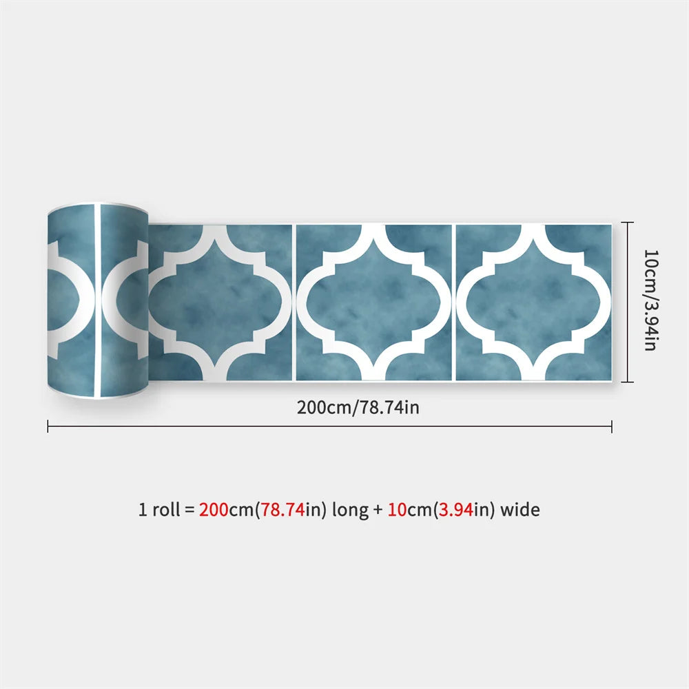 Mosaic Bathroom Waist Line Wall Stickers Waterproof Peel & Stick Art Backsplash Kitchen Office Skirting Line Decor Wallpaper 
