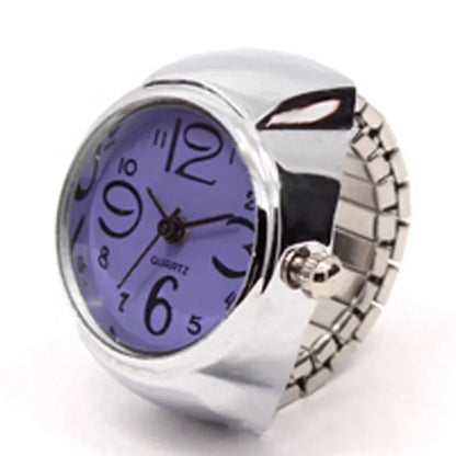 Vintage Punk Finger Watch Mini Elastic Strap Alloy Watches Couple Rings Jewelry Clock Retro Roman Quartz Watch Rings Women Me