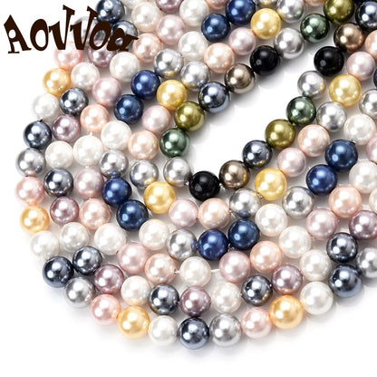 Natural Freshwater Shell Pearls Beads Round Loose Spacer Beads for Jewelry Making DIY Bracelet Necklace Accessories 4 6 8 10m