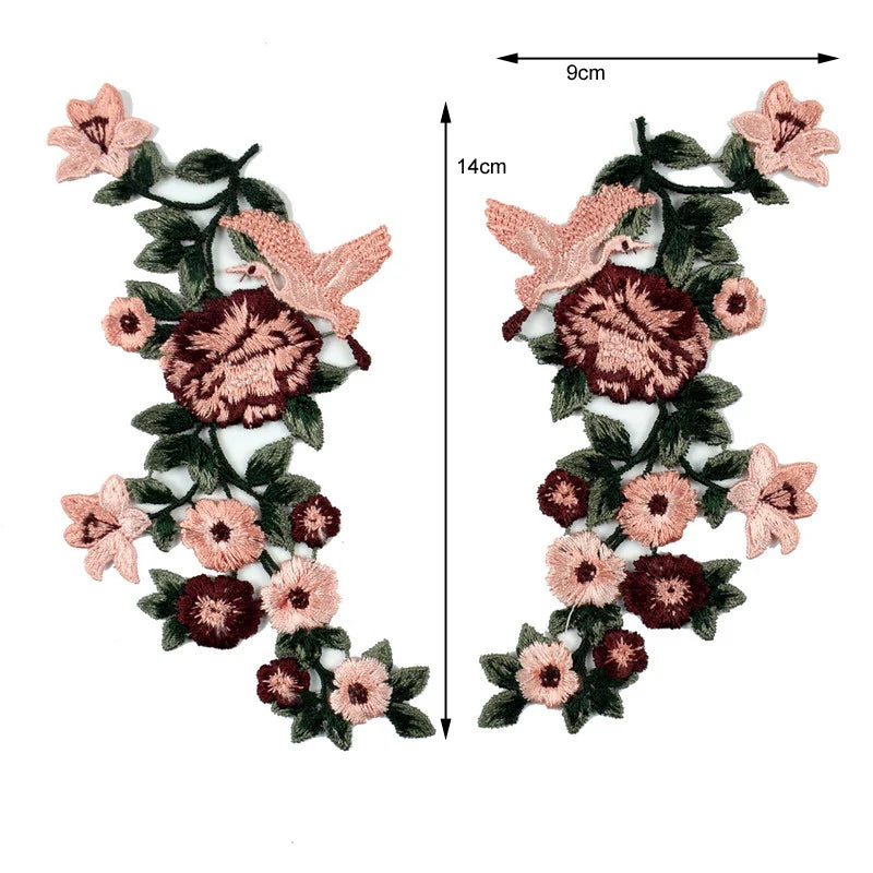 1Pc Bird Phoenix Peacock Cran Embroidery Flower Lace Fabric Patch Diy Clothes Repair Badge Sew On Patches For Clothing