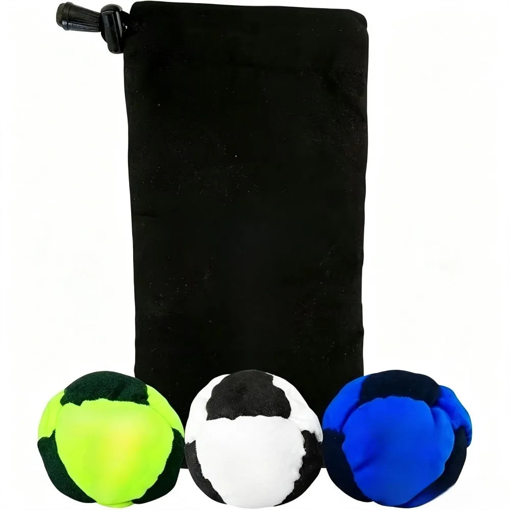 Classic Footbag Hacky Sack 3-Pack with Carry Pouch,Sand-Filled 8-Panel Synthetic Suede Footbag Set for Beginners &Player - 3p