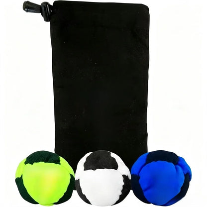 Classic Footbag Hacky Sack 3-Pack with Carry Pouch,Sand-Filled 8-Panel Synthetic Suede Footbag Set for Beginners &Player