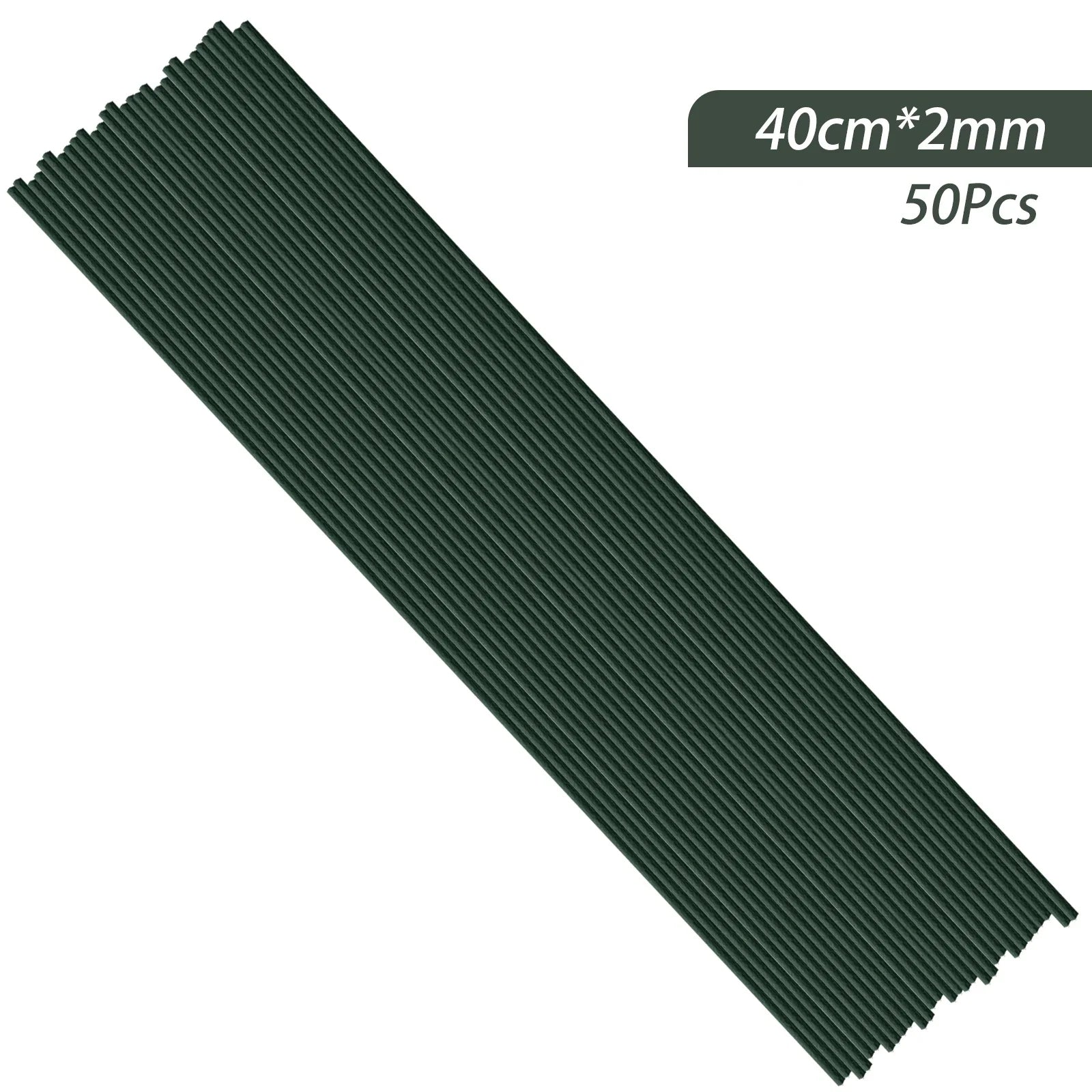 50pcs 15/20/25/30/40cm Artificial Green Flower Stems DIY Floral Material Handmade Wire Stem Accessoies For Wedding Home Decor
