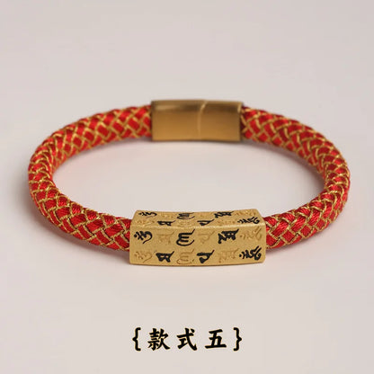 Six-character Mantras Amulet Hand Rope Patron Saint Life Year Chinese Style Fashion Lucky Bracelet Tide Hand-woven Multi-colo