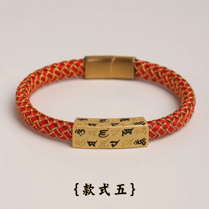 Six-character Mantras Amulet Hand Rope Patron Saint Life Year Chinese Style Fashion Lucky Bracelet Tide Hand-woven Multi-colo