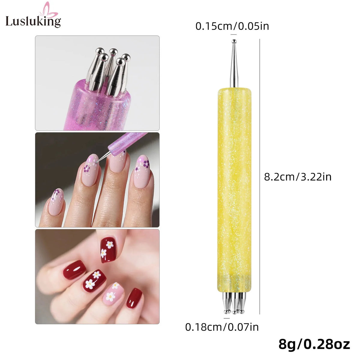 DIY Nail Art 5-Petal Dotting Tool Flower Creator 1.8mm Fine Tip Rhinestone Pickers Glitter Handle Manicure Nail Tools Brushes
