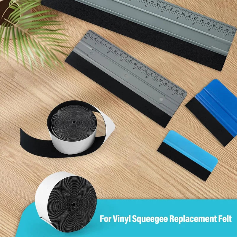 Micro Fiber Felt for Squeegee Felt Edge Cloth for Hard Card Squeegee Car Wrap Scraper DIY Adhesive Felt Tape Vinyl Squeegee T