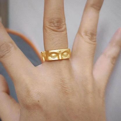 Allergy Free Rings Adjustable Buddhas Half Face Shaped Open Rings Buddhist Finger Rings Ornament Handmade Jewelry