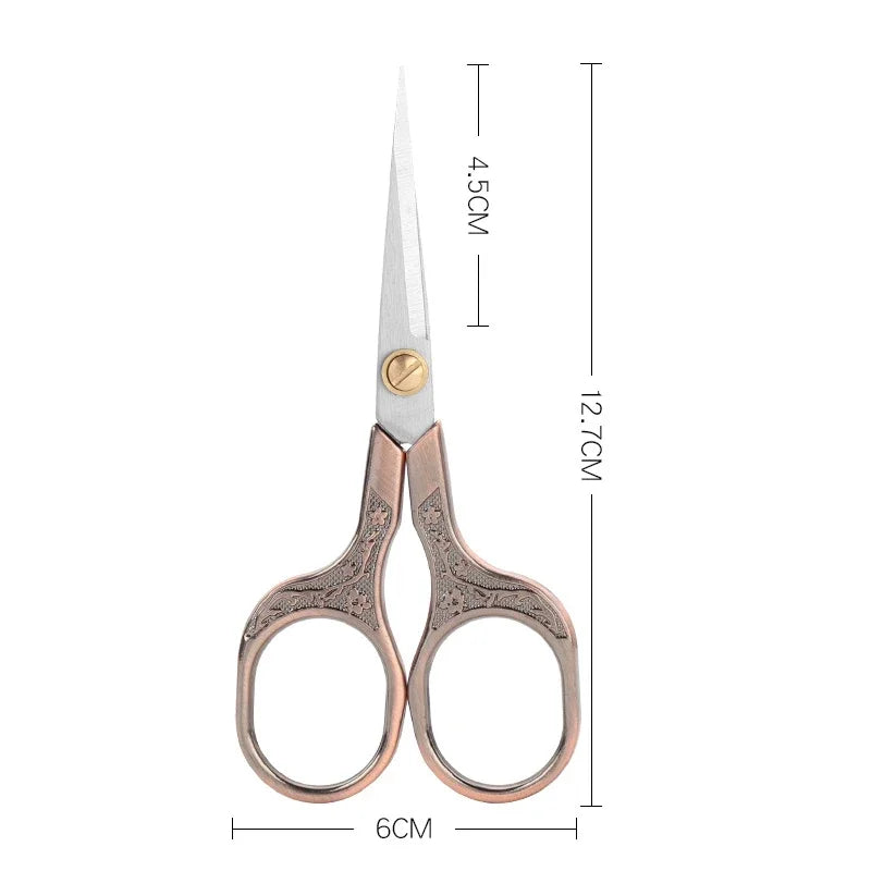 1PC Stainless Steel Vintage Scissors Sewing Fabric Cutter Embroidery Tailor Thread Scissor Tools for Sewing Shears - Red copp