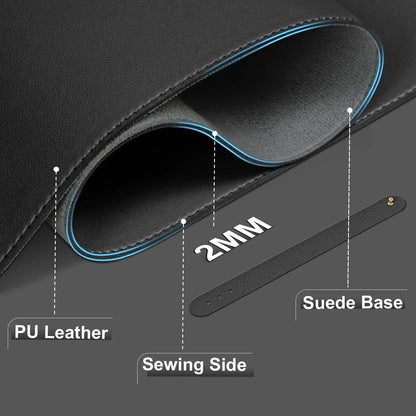 Leather Desk Pad Protector, Large Mouse Pad, Office Desk Mat, Non-Slip PU Leather with Stitched Edges Desk Blotter, Desktop M