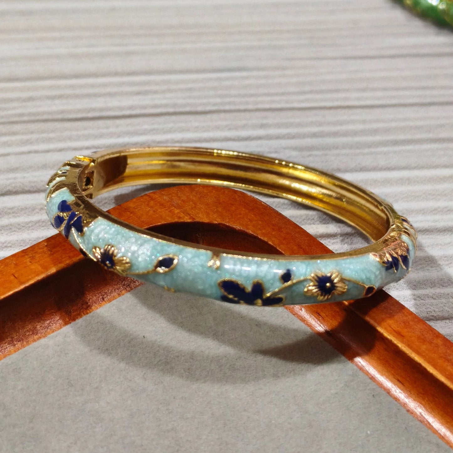 Enamel Chinese Cloisonne Bracelet Double Bangle Traditional Peony Filigree Flower Bangle Ethnic Vintage Women's Hand Bracelet