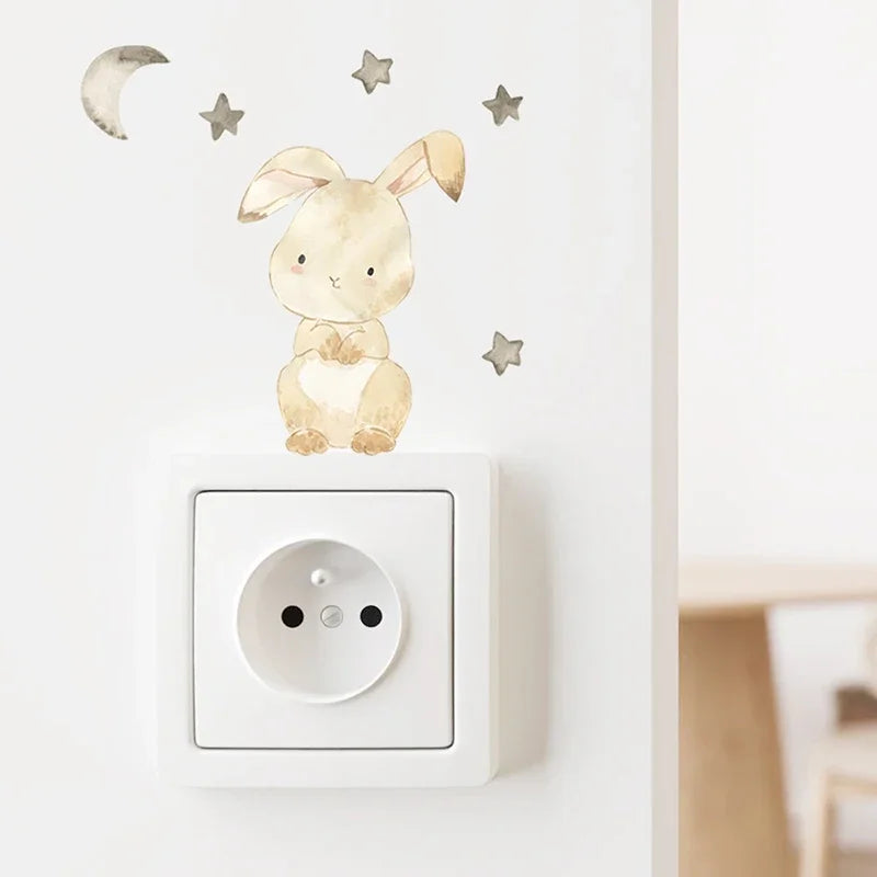 6pcs/set Cartoon Animals Wall Stickers for Children's Room Baby Room Decoration Switch Stickers Kids Room Nursery Wall Decals