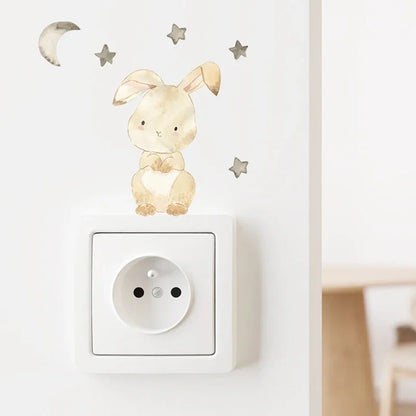 6pcs/set Cartoon Animals Wall Stickers for Children's Room Baby Room Decoration Switch Stickers Kids Room Nursery Wall Decals
