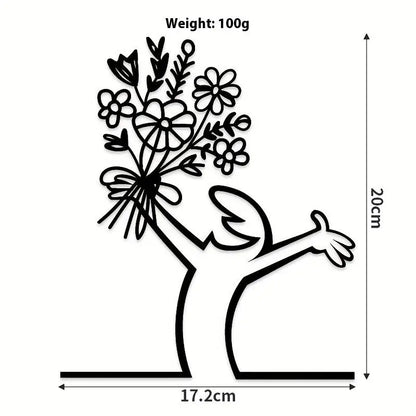 Black Shower Figure Wall Decoration Minimalist Line Metal Bathroom Sign Rustic Door Art Sign Funny Door Topper Home Decoratio