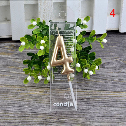 1Pcs Gold Happy Birthday Number Cake Candles 0 1 2 3 4 5 6 7 8 9 Cake Topper Kids Girls Boys Bar Baby Party Supplies Decorati