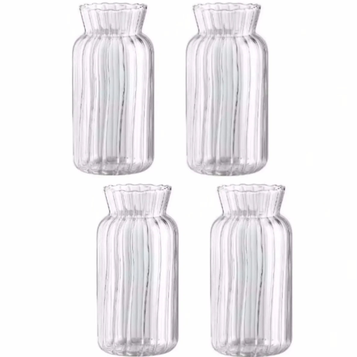 Transparent Glass Vases Hydroponic Plants Flower Arrangement Bottle Mini Retro Striped Vase Home Room Dinner Table Decor ﻿ - 