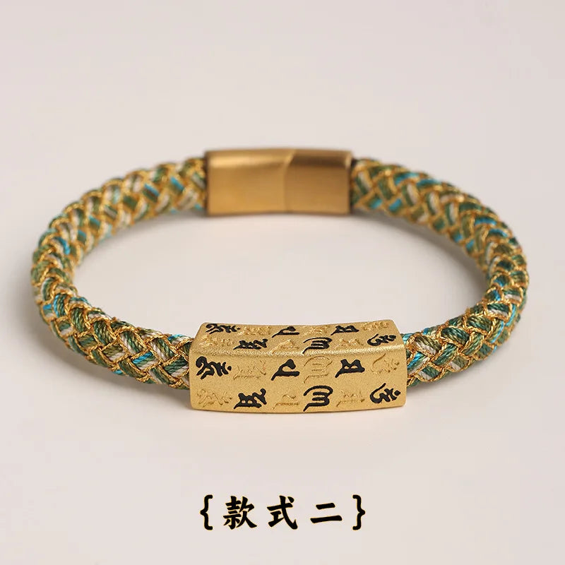 Six-character Mantras Amulet Hand Rope Patron Saint Life Year Chinese Style Fashion Lucky Bracelet Tide Hand-woven Multi-colo