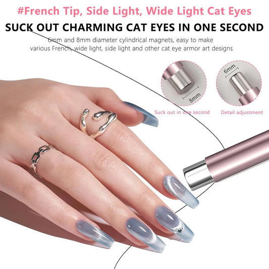 1/2Pcs Nail Cat Eye Magnetic Ball With Nail Magnetic Stick Tool Set Double-head Strong Magnet Pen 3D Cat Eye Gel Nail Supplie