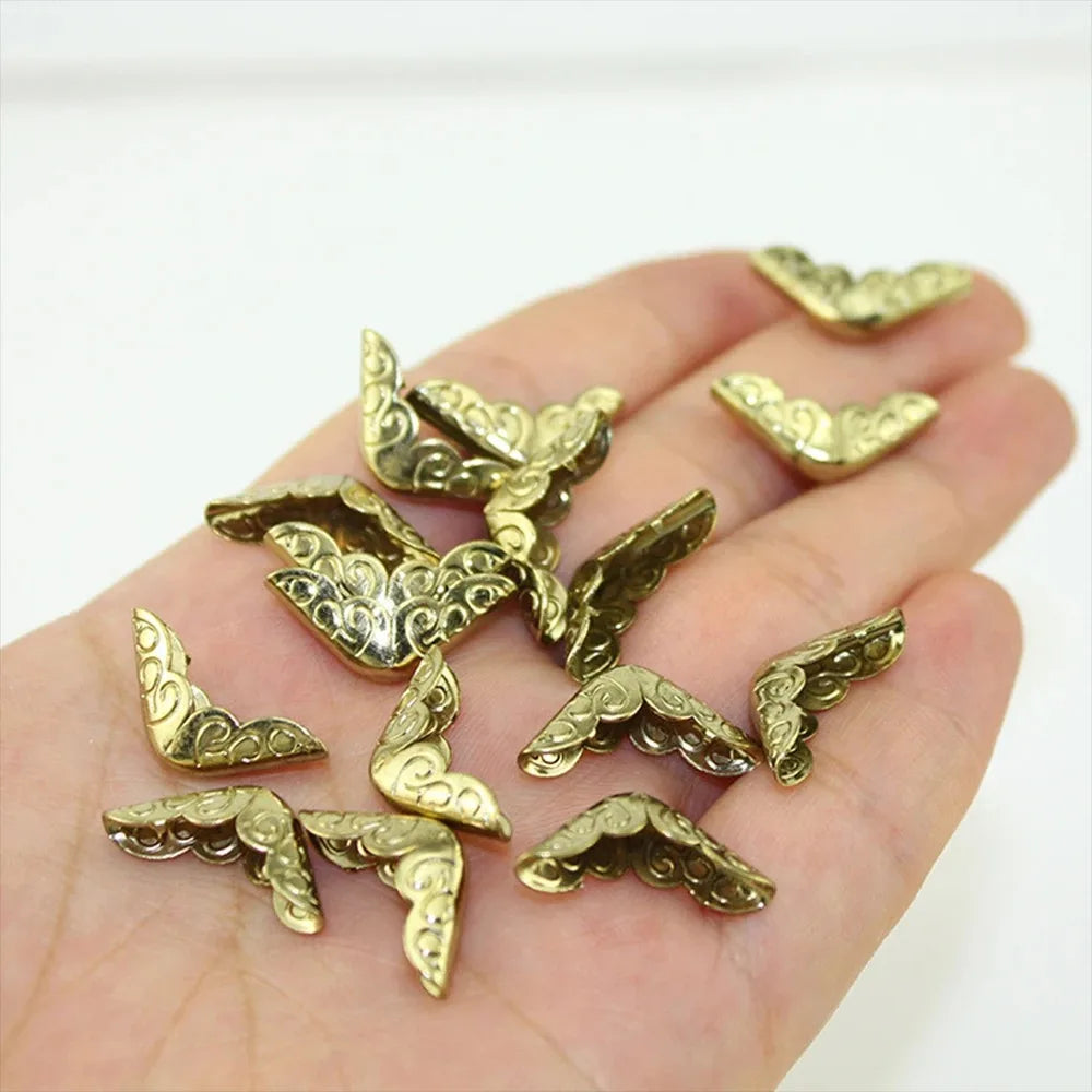 50Pcs Metal Book Corner Protector Vintage Scrapbook Photo Album Notebook Menus Folder Protecting Golden Silver Bronze 50Pcs M