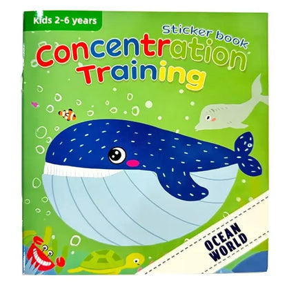 Montessori Toys Cartoon Sticker Books Focus on Potential Development Education Sticker Toys for Children 3-6Y - Ocean World