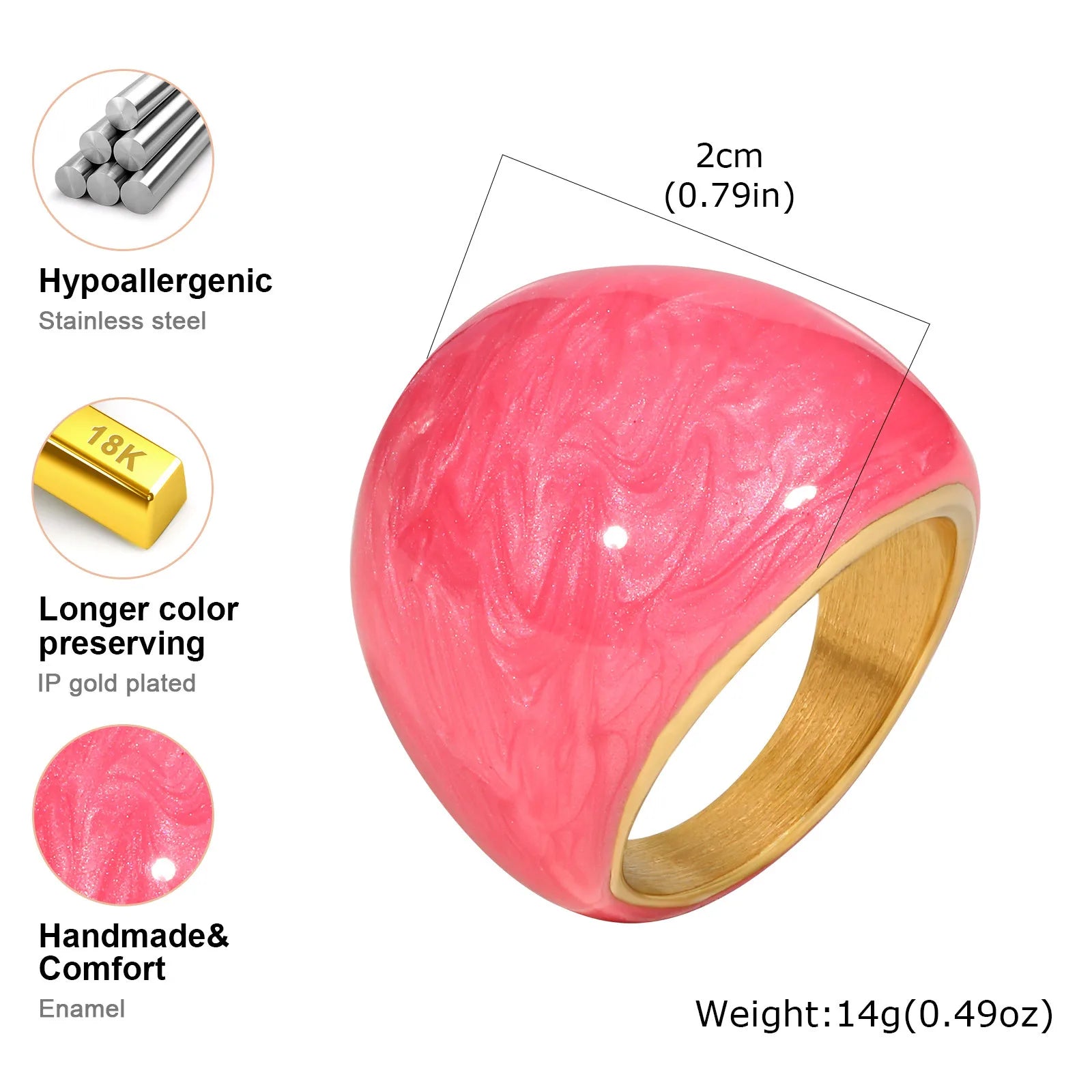 Chunky Open Twist Stackable Rings for Women, Blue Geometric Bold Enamel Crossover Statement Ring Band Waterproof - RC-636G07-