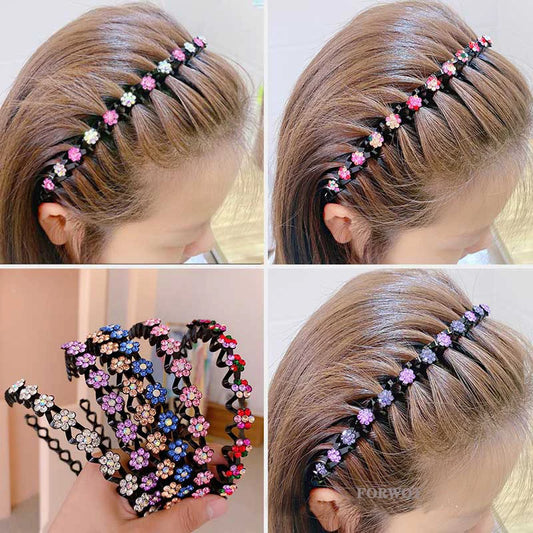 Non-Slip Rhinestone Hairbands Elastic Flower Fashion Pearl Women Hair Hoop Bands Headband Bezel Girls Hair Accessories Headdr