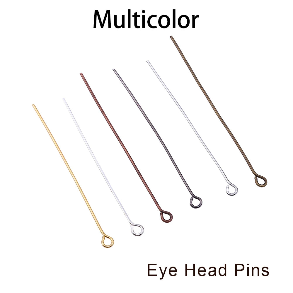 100-200Pcs/Lot 10-70mm Heads Eye Flat Head Pin Gold Plated Ball Head Pins for Jewelry Findings Making Accessories Supplies