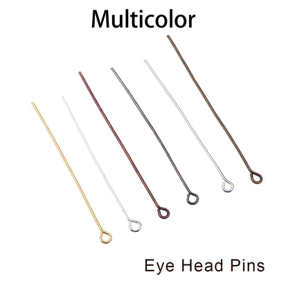 100-200Pcs/Lot 10-70mm Heads Eye Flat Head Pin Gold Plated Ball Head Pins for Jewelry Findings Making Accessories Supplies